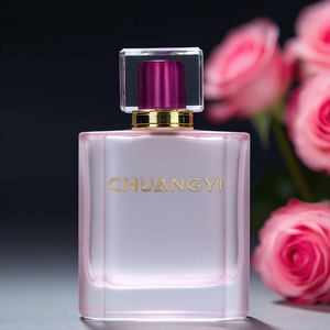 Fabriek Groothandel Lege Custom Luxe Matte Roze Vierkant 50Ml 100Ml Parfum Glazen Spuitfles Met Plastic Deksel En Doos Verpakking - Product Image 2