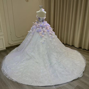 Strapless Corset Top Fairytale Sparkly <b>Glitter</b> <b>Ball</b> Gown Dress Floral <b>Ball</b> Gown Puffy Wedding Prom Dress Yl0031 - Product Image 3