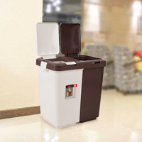 Poubelle à double compartiment avec pédale, poubelle à double compartiment avec ouverture supérieure, en plastique, seau de rangement de 10 L