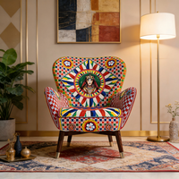 Fauteuil de loisirs artistique en velours, dossier haut, style bohème moderne et luxe léger, pour salon, chambre et hôtel