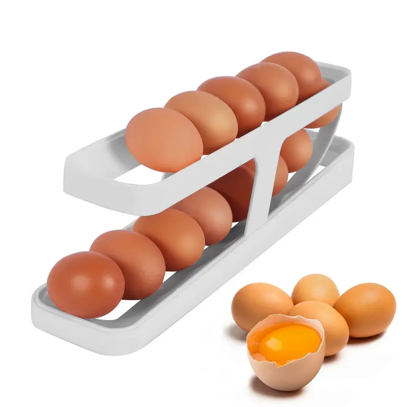 2023 Neueste beliebte 2 Tier Rolling Egg Dispenser Organizer für Kühlschrank