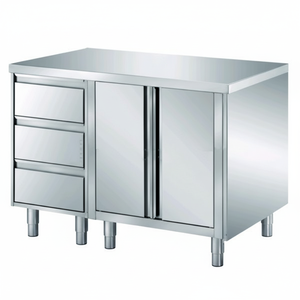 Mesa de acero inoxidable con puertas batientes - Product Image 1