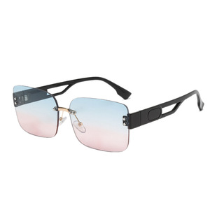 Frameless <b>Sunglasses</b> Black Metal UV400 Women Fashion Sun Protection - Product Image 5