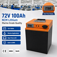 Batterie de bateau électrique 72V 100Ah Lithium-ion NMC marine haute capacité avec affichage de puissance, BMS et poignée de transport