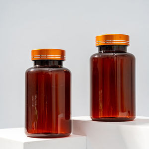 בקבוק גלולה חום עמיד אור אדום עם כיסוי אריזת כובע כסף כתום עבור תרופות ואגירת ויטמין - Product Image 2