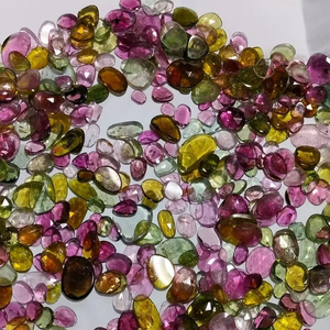 Piedra preciosa de corte de rosa de turmalina multicolor Natural Premium Talpe Polki para hacer collares joyería multicolor - Product Image 1