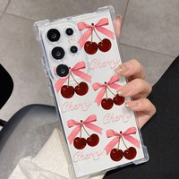 Coque de téléphone portable en silicone transparente antichoc et résistante aux chutes, avec nœud papillon cerise peint, pour 11 Pro