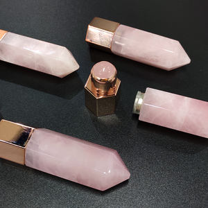 Bouteille en cristal pour huile essentielle, 1 pièce, forme de pierre précieuse, quartz, rose, nouveau produit - Product Image 1