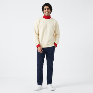 Hoodie d'hiver personnalisé en molleton 100% coton avec bord côtelé, fermeture éclair et col montant, couleur beige - Product Image 1