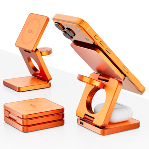 Estación de Carga Inalámbrica Magnética de 25W, Soporte Plegable de Escritorio 3 en 1, Cargador Rápido para Teléfono, Reloj y Auriculares - Product Image 1