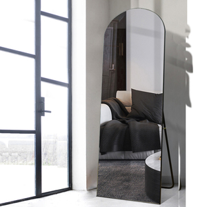 Miroir pleine longueur arqué à cadre noir, miroir mural fin pour chambre à coucher, salon, entrée, hôtel - Product Image 3