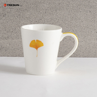 Ensemble de vaisselle en céramique 12 ou 16 pièces, collection complète assiettes, bols et tasses, motif feuille de Ginkgo, en porcelaine décorée, pour le petit-déjeuner et le dîner