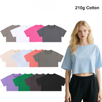 T-shirt en coton pour femmes, coupe ample, 210 g/m², manches courtes, logo personnalisé, streetwear, style sexy girl