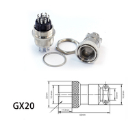 Conectores de Enchufe de Aviación de Potencia Serie GX, GX20, Macho y Hembra, Clasificación IP67, 5-7 Pines, Contactos Chapados en Oro, 250V 5/7A