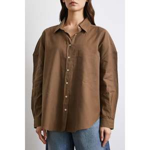 Camisa de Lino Oversize para Mujer, Color Café, Blusa Casual con Botones, para Uso Diario - Product Image 2
