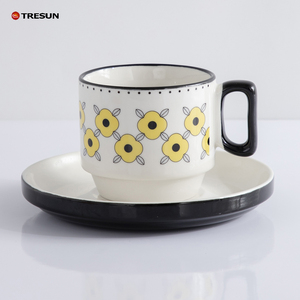 Microonde lavabile lavastoviglie multicolore Latte Macchiato colori assortiti bere ceramica 8 oz caffè cappuccino tazze con piattino - Product Image 6