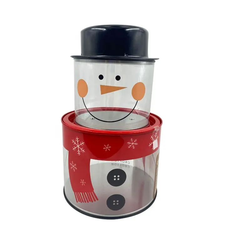 Wholesale Christmas Printing Cute Cartoon Snowman Design Tin Box Candy Box Cheap Gift Storage Durable Tin Box