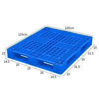 Palette en plastique industrielle antidérapante à double face, grille bleue haute résistance, 1100x1100mm, pour chariot élévateur, stockage et transport