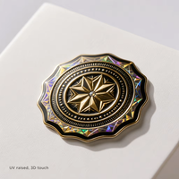 Boîte cadeau personnalisée, autocollant holographique UV en relief, autocollant en cristal 3D, étiquette adhésive transparente texturée