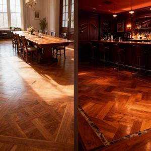 Parquet en chêne multicouche style récupéré, lames vieillies, chevrons, design moderne - Product Image 6