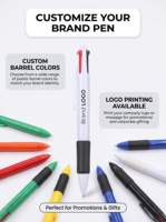4-Farben-Kugelschreiber 1,0mm Einziehbarer Kunststoff-Stift mit Glatter Schreibfunktion, Individuellem Griff, Farbigem Logo-Druck, Werbegeschenk für Büro und Studenten