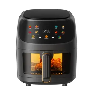 High Quality Touch Screen Household Smart Digital Black 8 Liters Oil Free Large Visible Silver Crest Air Fryer Oven