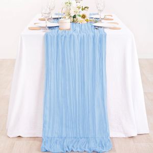 Chemin de table rustique en gaze de polyester bleu simple, motif lavande, 6 pieds (35*72 pouces), pour décoration de printemps, Pâques et douche nuptiale - Product Image 3