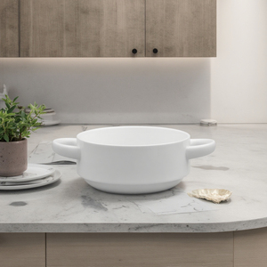 Prix d'usine pas cher hôtel soupe petite marmite en <span class=keywords><strong>porcelaine</strong></span> salade de fruits blancs <span class=keywords><strong>bol</strong></span> en céramique avec poignées - Product Image 6