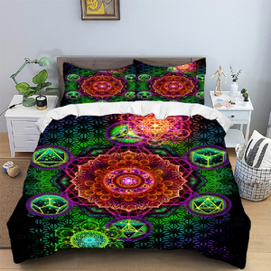 Juego de Funda Nórdica y Cubrecama con Diseños Modernos, Impresión Fluorescente UV, Estilo Bohemio Tibetano, Geométrico - Product Image 3