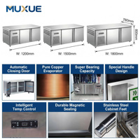 MUXUE 1.5M Pendingin Udara Stainless Steel Kulkas Komersial untuk Dapur, Freezer/Cooler Meja Kerja di Bawah Meja