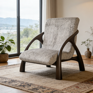 Sillón Moderno de Estilo Nórdico con Estructura de Madera Maciza, Tapizado, Sofá Individual para Sala de Estar o Dormitorio, Muebles de Lujo - Product Image 1