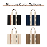 Sac fourre-tout en toile structuré personnalisé avec poignée supérieure, sangle en sangle contrastante, impression de logo personnalisée, broderie, taille personnalisable