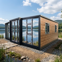 Maison préfabriquée en conteneur de 40 pieds, nouvelle conception, construction facile, extensible, panneaux sandwich en acier léger, rapide à assembler