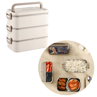 Lonchera Bento Apilable de Tres Niveles, Apta para Microondas, de Calidad Alimentaria, con Tapa de Acero Inoxidable para Trabajadores de Oficina