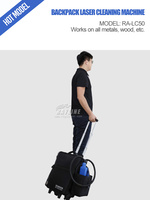 Mochila móvil portátil 50W 100W Dispositivo de máquina de limpieza láser de pulso para eliminación de óxido de metal Precio de fábrica chino