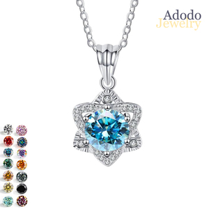 เครื่องประดับเงินแท้ 925 ทรงกลม 1 กะรัต VVS GRA ประดับมอสซาไนต์สี รูปดาวหกแฉก จี้สร้อยคอสำหรับผู้หญิง - Product Image 1