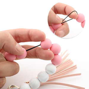 <strong>Silicone</strong> Keychain for Keys Tassel Wood <strong>Beads</strong> Bracelet Keyring for Women Multicolor <strong>Beads</strong> Keychain Fashion Keychain <strong>Wholesale</strong> - Product Image 3