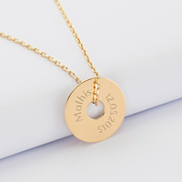 Acier inoxydable personnalisé gravé cercle nom Date initiale rondelle pendentif collier sur mesure meilleurs cadeaux pour les femmes