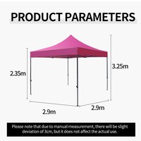 Tente pliable de 3x3m de diamètre, kiosque, chapiteau publicitaire en polyester imperméable pour l'extérieur et l'intérieur, salons professionnels, mariages