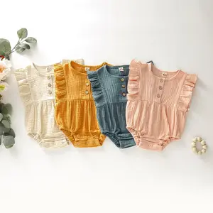 Wholesale Cotton Muslin Newborn 0-18M Baby Clothes Fashion Summer Baby Rompers