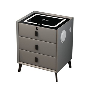 Table de chevet intelligente en bois massif, style moderne et luxueux, multifonctionnelle, avec charge sans fil et lumière LED, pour appartement et salon - Product Image 4