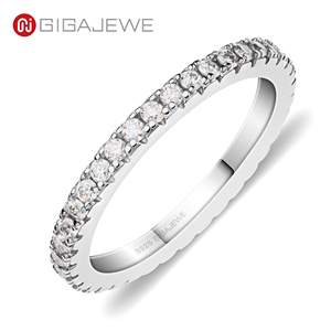 Anillo de Eternidad GIGAJEWE con Moissanita Redonda DEF VVS1 de 1.5mm, Plata de Ley 925, Anillo de Boda Apilable para <span class=keywords><strong>Mujer</strong></span> - Product Image 1
