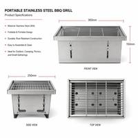 Grill portable pliable en acier inoxydable ENJOY pour le camping et la cuisson au charbon de bois, avec fonction de retournement