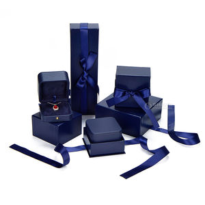 Blue Wholesale <b>Custom</b> Premium PU Leather Jewelry Boxes for Necklace Bracelet <b>Ring</b> Earrings Boxes Jewelry Box - Product Image 5