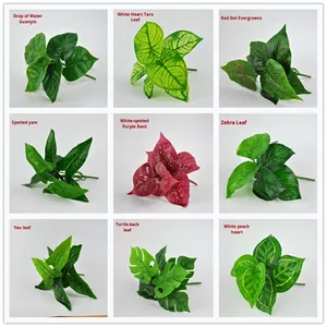 Миниатюрное искусственное растение бонсай из шелка с листьями в форме редиса и капельками воды, декоративное растение Гуаньинь в горшке, настенная зелень, рождественское украшение - Product Image 3