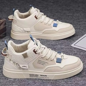 Autumn Men's Breathable Mesh Upper High-<b>top</b> Lace-up Running Shoes White Thick-soled Sports Casual Sneakers - Product Image 5