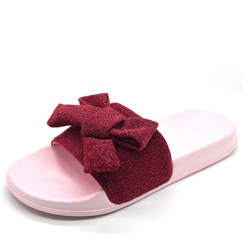 Fashion Summer Flat Slippers Bow Upper Soft Sole EVA PVC Women Slides Shoes 2023