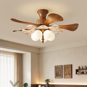 French <b>Vintage</b> Style <b>Ceiling</b> Fan <b>Light</b> With Acrylic Blades Stepless Dimming Smart Control For Living Room Bedroom - Product Image 2