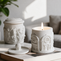 Bougie parfumée artisanale personnalisable en relief romain, pot en cire de soja de luxe, écologique, longue durée, aromathérapie, décoration d'intérieur, cadeau OEM