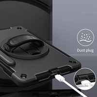 Étui de protection pour tablette Samsung Galaxy Tab S11 11 pouces avec support rotatif à 360°, sangle de maintien, emplacement pour stylet, en TPU et PC